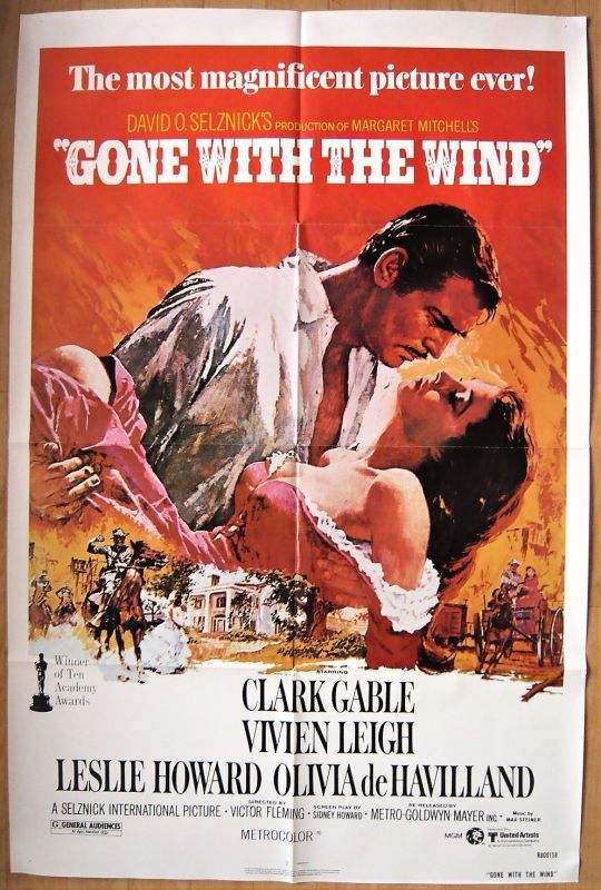 wv0070『風と共に去りぬ』US版１シートポスター 1968年公開版 